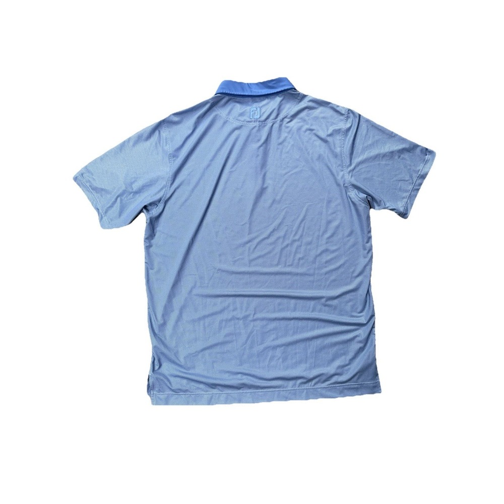 FootJoy Golf Polo Shirt Mens Large Blue White Check Performance Stretch - Picture 6 of 7